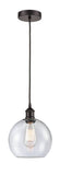 616-1P-OB-G124-8 Cord Hung 8" Oil Rubbed Bronze Mini Pendant - Seedy Athens Glass - LED Bulb - Dimmensions: 8 x 8 x 10<br>Minimum Height : 13.75<br>Maximum Height : 131.75 - Sloped Ceiling Compatible: Yes