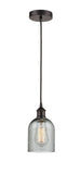 616-1P-OB-G257 Cord Hung 5" Oil Rubbed Bronze Mini Pendant - Charcoal Caledonia Glass - LED Bulb - Dimmensions: 5 x 5 x 10<br>Minimum Height : 12.75<br>Maximum Height : 130.75 - Sloped Ceiling Compatible: Yes