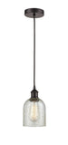 616-1P-OB-G259 Cord Hung 5" Oil Rubbed Bronze Mini Pendant - Mica Caledonia Glass - LED Bulb - Dimmensions: 5 x 5 x 10<br>Minimum Height : 12.75<br>Maximum Height : 130.75 - Sloped Ceiling Compatible: Yes