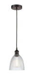 616-1P-OB-G382 Cord Hung 6" Oil Rubbed Bronze Mini Pendant - Clear Castile Glass - LED Bulb - Dimmensions: 6 x 6 x 9<br>Minimum Height : 12.75<br>Maximum Height : 130.75 - Sloped Ceiling Compatible: Yes