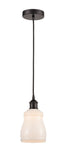 616-1P-OB-G391 Cord Hung 4.5" Oil Rubbed Bronze Mini Pendant - White Ellery Glass - LED Bulb - Dimmensions: 4.5 x 4.5 x 8<br>Minimum Height : 12.75<br>Maximum Height : 130.75 - Sloped Ceiling Compatible: Yes