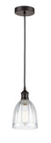 616-1P-OB-G442 Cord Hung 5.75" Oil Rubbed Bronze Mini Pendant - Clear Brookfield Glass - LED Bulb - Dimmensions: 5.75 x 5.75 x 8<br>Minimum Height : 12.75<br>Maximum Height : 130.75 - Sloped Ceiling Compatible: Yes