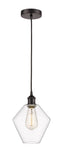 616-1P-OB-G652-8 Cord Hung 8" Oil Rubbed Bronze Mini Pendant - Clear Cindyrella 8" Glass - LED Bulb - Dimmensions: 8 x 8 x 11<br>Minimum Height : 14<br>Maximum Height : 131 - Sloped Ceiling Compatible: Yes