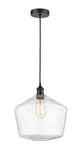 616-1P-OB-G654-12 Cord Hung 12" Oil Rubbed Bronze Mini Pendant - Seedy Cindyrella 12" Glass - LED Bulb - Dimmensions: 12 x 12 x 13.5<br>Minimum Height : 16.5<br>Maximum Height : 133.5 - Sloped Ceiling Compatible: Yes