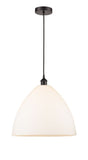 616-1P-OB-GBD-161 1-Light 16" Oil Rubbed Bronze Pendant - Matte White Edison Dome Glass - LED Bulb - Dimmensions: 16 x 16 x 18.75<br>Minimum Height : 21.75<br>Maximum Height : 138.75 - Sloped Ceiling Compatible: Yes