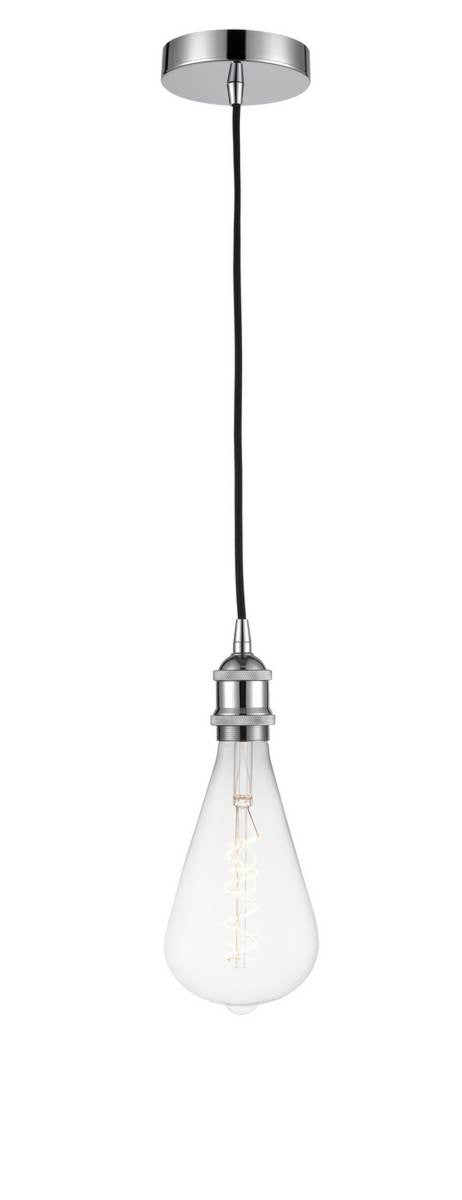 Polished Chrome Edison 1 Light 13 inch Mini Pendant - No Shade - Vintage Dimmable Bulb Included