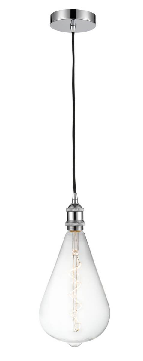 Polished Chrome Edison 1 Light 15 inch Mini Pendant - No Shade - Vintage Dimmable Bulb Included