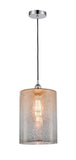 616-1P-PC-G116-L Cord Hung 9" Polished Chrome Mini Pendant - Mercury Large Cobbleskill Glass - LED Bulb - Dimmensions: 9 x 9 x 14<br>Minimum Height : 18.75<br>Maximum Height : 136.75 - Sloped Ceiling Compatible: Yes