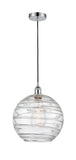 616-1P-PC-G1213-12 Cord Hung 12" Polished Chrome Mini Pendant - Clear Athens Deco Swirl 12" Glass - LED Bulb - Dimmensions: 12 x 12 x 15<br>Minimum Height : 17.75<br>Maximum Height : 133.75 - Sloped Ceiling Compatible: Yes
