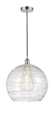 616-1P-PC-G1213-14 1-Light 13.75" Polished Chrome Pendant - Clear Athens Deco Swirl 8" Glass - LED Bulb - Dimmensions: 13.75 x 13.75 x 16.875<br>Minimum Height : 19.875<br>Maximum Height : 136.875 - Sloped Ceiling Compatible: Yes