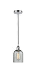 616-1P-PC-G257 Cord Hung 5" Polished Chrome Mini Pendant - Charcoal Caledonia Glass - LED Bulb - Dimmensions: 5 x 5 x 10<br>Minimum Height : 12.75<br>Maximum Height : 130.75 - Sloped Ceiling Compatible: Yes
