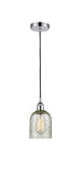 616-1P-PC-G259 Cord Hung 5" Polished Chrome Mini Pendant - Mica Caledonia Glass - LED Bulb - Dimmensions: 5 x 5 x 10<br>Minimum Height : 12.75<br>Maximum Height : 130.75 - Sloped Ceiling Compatible: Yes