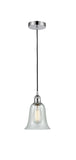 616-1P-PC-G2812 Cord Hung 6.25" Polished Chrome Mini Pendant - Fishnet Hanover Glass - LED Bulb - Dimmensions: 6.25 x 6.25 x 12<br>Minimum Height : 14.75<br>Maximum Height : 132.75 - Sloped Ceiling Compatible: Yes