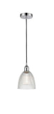 616-1P-PC-G382 Cord Hung 6" Polished Chrome Mini Pendant - Clear Castile Glass - LED Bulb - Dimmensions: 6 x 6 x 9<br>Minimum Height : 12.75<br>Maximum Height : 130.75 - Sloped Ceiling Compatible: Yes