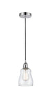 616-1P-PC-G392 Cord Hung 4.5" Polished Chrome Mini Pendant - Clear Ellery Glass - LED Bulb - Dimmensions: 4.5 x 4.5 x 8<br>Minimum Height : 12.75<br>Maximum Height : 130.75 - Sloped Ceiling Compatible: Yes