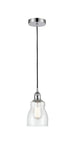 616-1P-PC-G394 Cord Hung 4.5" Polished Chrome Mini Pendant - Seedy Ellery Glass - LED Bulb - Dimmensions: 4.5 x 4.5 x 8<br>Minimum Height : 12.75<br>Maximum Height : 130.75 - Sloped Ceiling Compatible: Yes