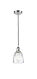 616-1P-PC-G442 Cord Hung 5.75" Polished Chrome Mini Pendant - Clear Brookfield Glass - LED Bulb - Dimmensions: 5.75 x 5.75 x 8<br>Minimum Height : 12.75<br>Maximum Height : 130.75 - Sloped Ceiling Compatible: Yes