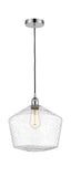616-1P-PC-G654-12 Cord Hung 12" Polished Chrome Mini Pendant - Seedy Cindyrella 12" Glass - LED Bulb - Dimmensions: 12 x 12 x 13.5<br>Minimum Height : 16.5<br>Maximum Height : 133.5 - Sloped Ceiling Compatible: Yes