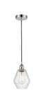 616-1P-PC-G654-6 Cord Hung 6" Polished Chrome Mini Pendant - Seedy Cindyrella 6" Glass - LED Bulb - Dimmensions: 6 x 6 x 10<br>Minimum Height : 13<br>Maximum Height : 130 - Sloped Ceiling Compatible: Yes