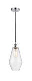 616-1P-PC-G654-7 Cord Hung 7" Polished Chrome Mini Pendant - Seedy Cindyrella 7" Glass - LED Bulb - Dimmensions: 7 x 7 x 14.5<br>Minimum Height : 17.5<br>Maximum Height : 134.5 - Sloped Ceiling Compatible: Yes