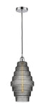 Cord Hung 8.25" Antique Brass Mini Pendant - Smoked Cascade LED