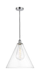 616-1P-PC-GBC-162 1-Light 16" Polished Chrome Pendant - Cased Matte White Edison Cone Glass - LED Bulb - Dimmensions: 16 x 16 x 18.75<br>Minimum Height : 21.75<br>Maximum Height : 138.75 - Sloped Ceiling Compatible: Yes