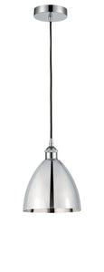 616-1P-PC-MBD-75-PC Cord Hung 7.5" Polished Chrome Mini Pendant - Polished Chrome Edison Dome Shade - LED Bulb - Dimmensions: 7.5 x 7.5 x 11.25<br>Minimum Height : 14.25<br>Maximum Height : 131.25 - Sloped Ceiling Compatible: Yes