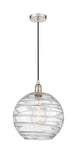 616-1P-PN-G1213-12 Cord Hung 12" Polished Nickel Mini Pendant - Clear Athens Deco Swirl 12" Glass - LED Bulb - Dimmensions: 12 x 12 x 15<br>Minimum Height : 17.75<br>Maximum Height : 133.75 - Sloped Ceiling Compatible: Yes