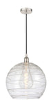 616-1P-PN-G1213-14 1-Light 13.75" Polished Nickel Pendant - Clear Athens Deco Swirl 8" Glass - LED Bulb - Dimmensions: 13.75 x 13.75 x 16.875<br>Minimum Height : 19.875<br>Maximum Height : 136.875 - Sloped Ceiling Compatible: Yes