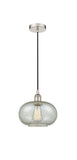 616-1P-PN-G249 Cord Hung 9.5" Polished Nickel Mini Pendant - Mica Gorham Glass - LED Bulb - Dimmensions: 9.5 x 9.5 x 11<br>Minimum Height : 13.75<br>Maximum Height : 131.75 - Sloped Ceiling Compatible: Yes