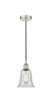 616-1P-PN-G2812 Cord Hung 6.25" Polished Nickel Mini Pendant - Fishnet Hanover Glass - LED Bulb - Dimmensions: 6.25 x 6.25 x 12<br>Minimum Height : 14.75<br>Maximum Height : 132.75 - Sloped Ceiling Compatible: Yes