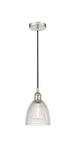 616-1P-PN-G382 Cord Hung 6" Polished Nickel Mini Pendant - Clear Castile Glass - LED Bulb - Dimmensions: 6 x 6 x 9<br>Minimum Height : 12.75<br>Maximum Height : 130.75 - Sloped Ceiling Compatible: Yes