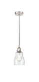 616-1P-PN-G394 Cord Hung 4.5" Polished Nickel Mini Pendant - Seedy Ellery Glass - LED Bulb - Dimmensions: 4.5 x 4.5 x 8<br>Minimum Height : 12.75<br>Maximum Height : 130.75 - Sloped Ceiling Compatible: Yes