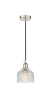 616-1P-PN-G412 Cord Hung 5.5" Polished Nickel Mini Pendant - Clear Dayton Glass - LED Bulb - Dimmensions: 5.5 x 5.5 x 8.5<br>Minimum Height : 12.75<br>Maximum Height : 130.75 - Sloped Ceiling Compatible: Yes