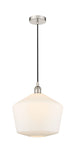 616-1P-PN-G651-12 Cord Hung 12" Polished Nickel Mini Pendant - Cased Matte White Cindyrella 12" Glass - LED Bulb - Dimmensions: 12 x 12 x 13.5<br>Minimum Height : 16.5<br>Maximum Height : 133.5 - Sloped Ceiling Compatible: Yes