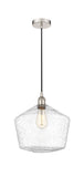 616-1P-PN-G654-12 Cord Hung 12" Polished Nickel Mini Pendant - Seedy Cindyrella 12" Glass - LED Bulb - Dimmensions: 12 x 12 x 13.5<br>Minimum Height : 16.5<br>Maximum Height : 133.5 - Sloped Ceiling Compatible: Yes