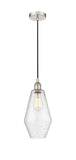 616-1P-PN-G654-7 Cord Hung 7" Polished Nickel Mini Pendant - Seedy Cindyrella 7" Glass - LED Bulb - Dimmensions: 7 x 7 x 14.5<br>Minimum Height : 17.5<br>Maximum Height : 134.5 - Sloped Ceiling Compatible: Yes