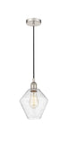 616-1P-PN-G654-8 Cord Hung 8" Polished Nickel Mini Pendant - Seedy Cindyrella 8" Glass - LED Bulb - Dimmensions: 8 x 8 x 11<br>Minimum Height : 14<br>Maximum Height : 131 - Sloped Ceiling Compatible: Yes