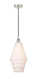 Cord Hung 8.25" Antique Brass Mini Pendant - White Cascade LED