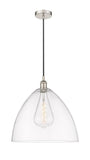616-1P-PN-GBD-162 1-Light 16" Polished Nickel Pendant - Matte White Edison Dome Glass - LED Bulb - Dimmensions: 16 x 16 x 18.75<br>Minimum Height : 21.75<br>Maximum Height : 138.75 - Sloped Ceiling Compatible: Yes
