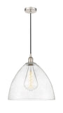 616-1P-PN-GBD-164 1-Light 16" Polished Nickel Pendant - Seedy Edison Dome Glass - LED Bulb - Dimmensions: 16 x 16 x 18.75<br>Minimum Height : 21.75<br>Maximum Height : 138.75 - Sloped Ceiling Compatible: Yes
