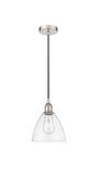 616-1P-PN-GBD-752 Cord Hung 7.5" Polished Nickel Mini Pendant - Clear Edison Dome Glass - LED Bulb - Dimmensions: 7.5 x 7.5 x 11.25<br>Minimum Height : 14.25<br>Maximum Height : 131.25 - Sloped Ceiling Compatible: Yes