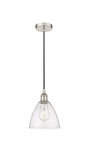 616-1P-PN-GBD-754 Cord Hung 7.5" Polished Nickel Mini Pendant - Seedy Edison Dome Glass - LED Bulb - Dimmensions: 7.5 x 7.5 x 11.25<br>Minimum Height : 14.25<br>Maximum Height : 131.25 - Sloped Ceiling Compatible: Yes