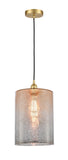 616-1P-SG-G116-L Cord Hung 9" Satin Gold Mini Pendant - Mercury Large Cobbleskill Glass - LED Bulb - Dimmensions: 9 x 9 x 14<br>Minimum Height : 18.75<br>Maximum Height : 136.75 - Sloped Ceiling Compatible: Yes