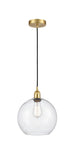 616-1P-SG-G124-10 Cord Hung 10" Satin Gold Mini Pendant - Seedy Large Athens Glass - LED Bulb - Dimmensions: 10 x 10 x 13<br>Minimum Height : 15.75<br>Maximum Height : 133.75 - Sloped Ceiling Compatible: Yes