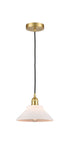 616-1P-SG-G131 Cord Hung 8.375" Satin Gold Mini Pendant - Matte White Orwell Glass - LED Bulb - Dimmensions: 8.375 x 8.375 x 6.5<br>Minimum Height : 10.75<br>Maximum Height : 128.75 - Sloped Ceiling Compatible: Yes