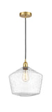 616-1P-SG-G654-12 Cord Hung 12" Satin Gold Mini Pendant - Seedy Cindyrella 12" Glass - LED Bulb - Dimmensions: 12 x 12 x 13.5<br>Minimum Height : 16.5<br>Maximum Height : 133.5 - Sloped Ceiling Compatible: Yes