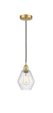 616-1P-SG-G654-6 Cord Hung 6" Satin Gold Mini Pendant - Seedy Cindyrella 6" Glass - LED Bulb - Dimmensions: 6 x 6 x 10<br>Minimum Height : 13<br>Maximum Height : 130 - Sloped Ceiling Compatible: Yes