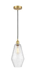 616-1P-SG-G654-7 Cord Hung 7" Satin Gold Mini Pendant - Seedy Cindyrella 7" Glass - LED Bulb - Dimmensions: 7 x 7 x 14.5<br>Minimum Height : 17.5<br>Maximum Height : 134.5 - Sloped Ceiling Compatible: Yes