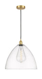616-1P-SG-GBD-162 1-Light 16" Satin Gold Pendant - Matte White Edison Dome Glass - LED Bulb - Dimmensions: 16 x 16 x 18.75<br>Minimum Height : 21.75<br>Maximum Height : 138.75 - Sloped Ceiling Compatible: Yes